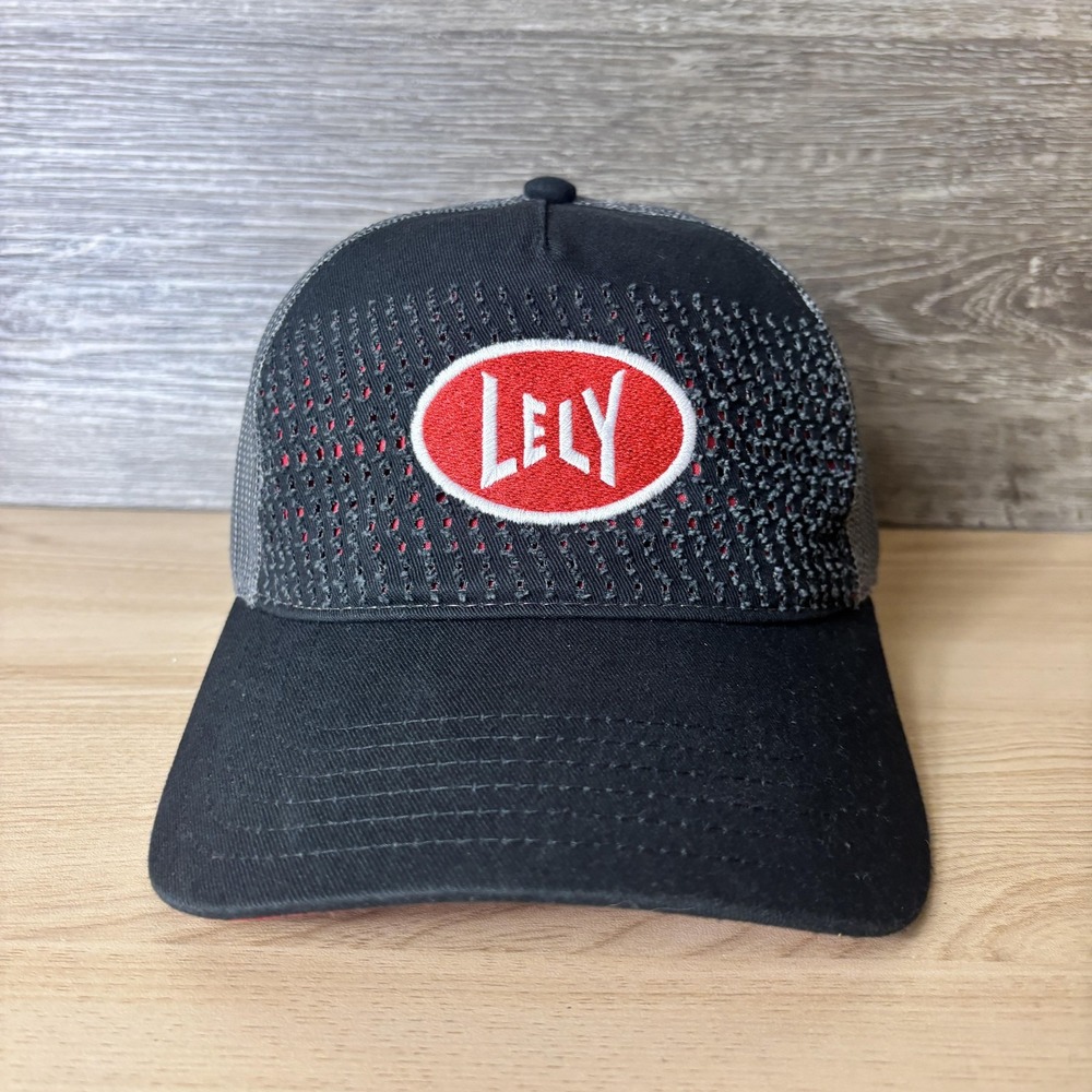 Lely Hat Cap Snap Back Mesh Trucker Black Red Embroidered Patch Mens Advertising